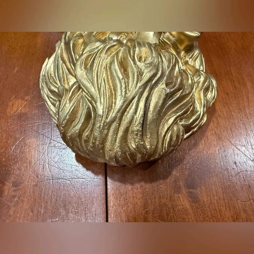 Vintage 1970 Universal Statuary Corp Gold Lion Wall Plaques